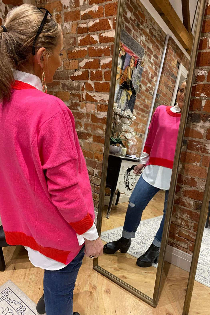 Pink / Red Two Tone Knit