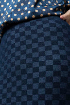 Navy Check Split Skirt