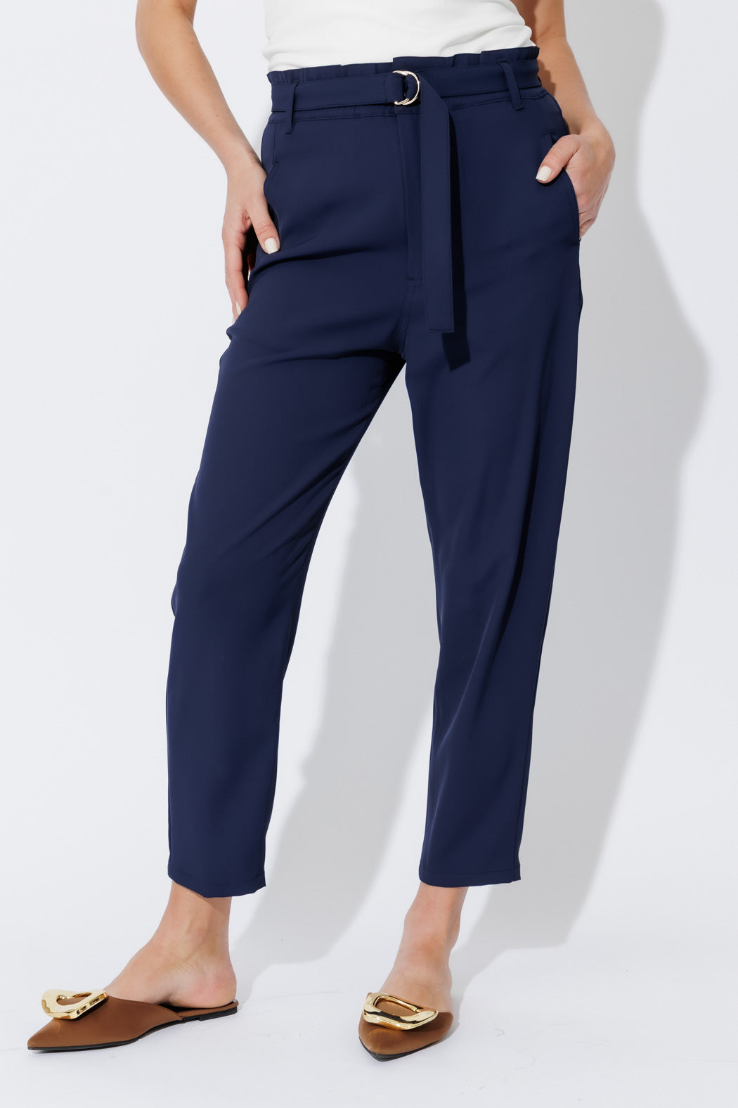 Navy Euro Paperbag Pant