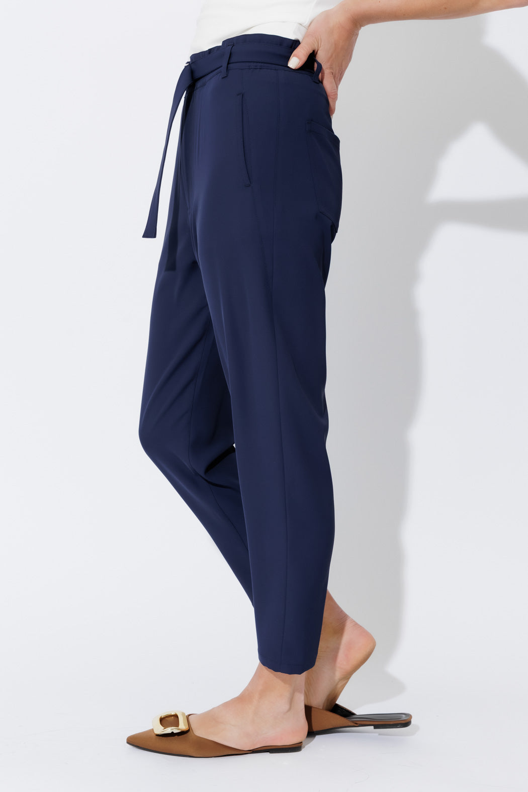 Navy Euro Paperbag Pant