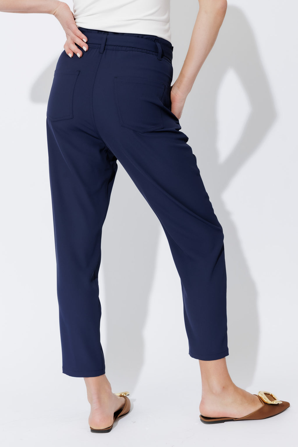 Navy Euro Paperbag Pant
