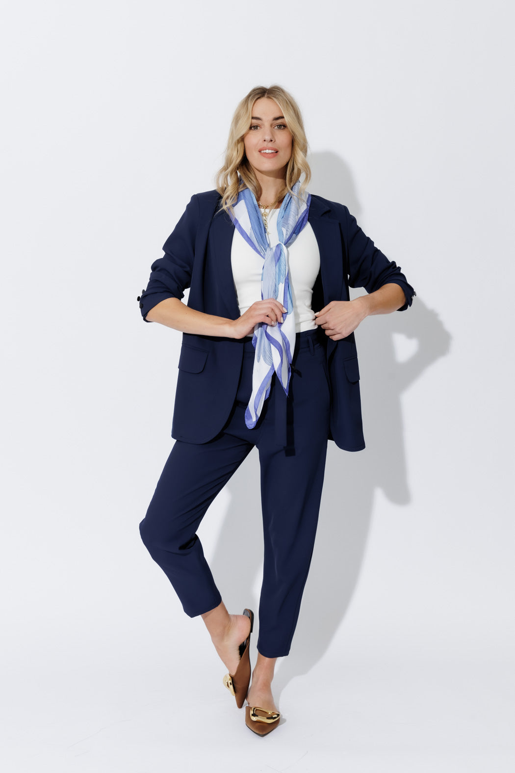 Navy Euro Paperbag Pant