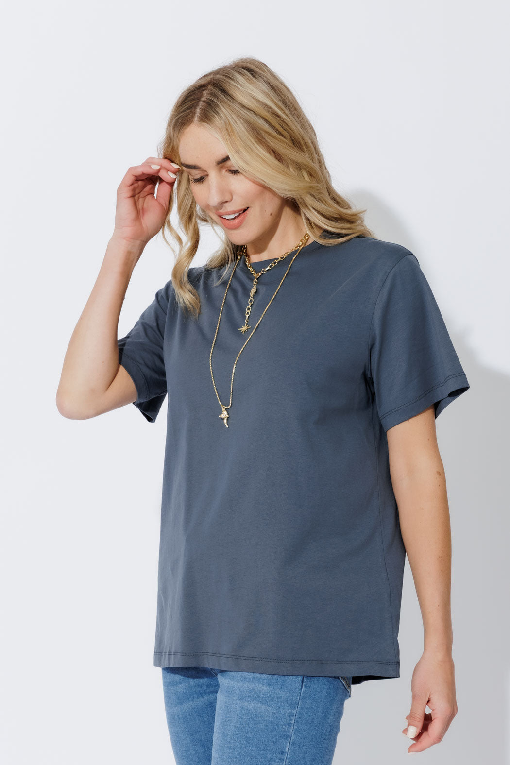 Navy Oversized Crew T-Shirt