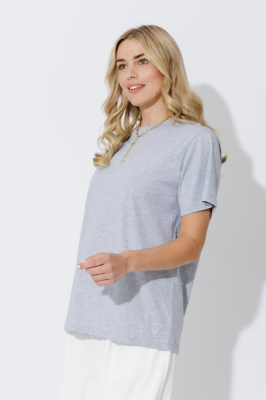 Grey Marle Oversized Crew T-Shirt