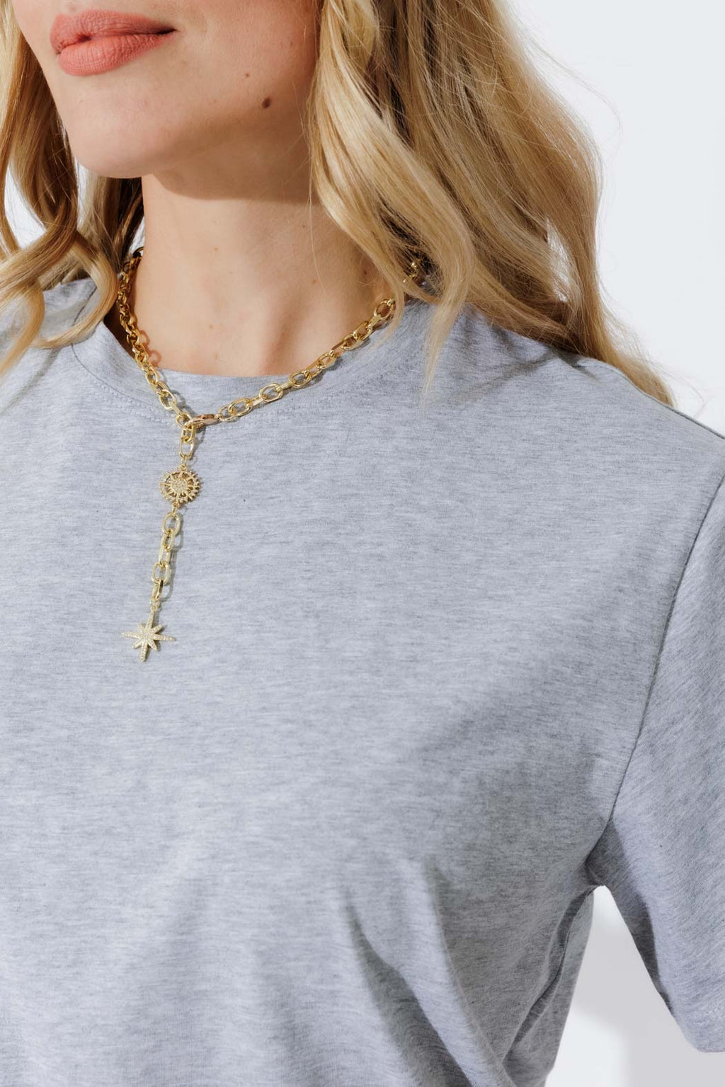 Grey Marle Oversized Crew T-Shirt