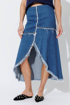 Light Denim Fringe Skirt