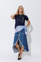 Light Denim Fringe Skirt
