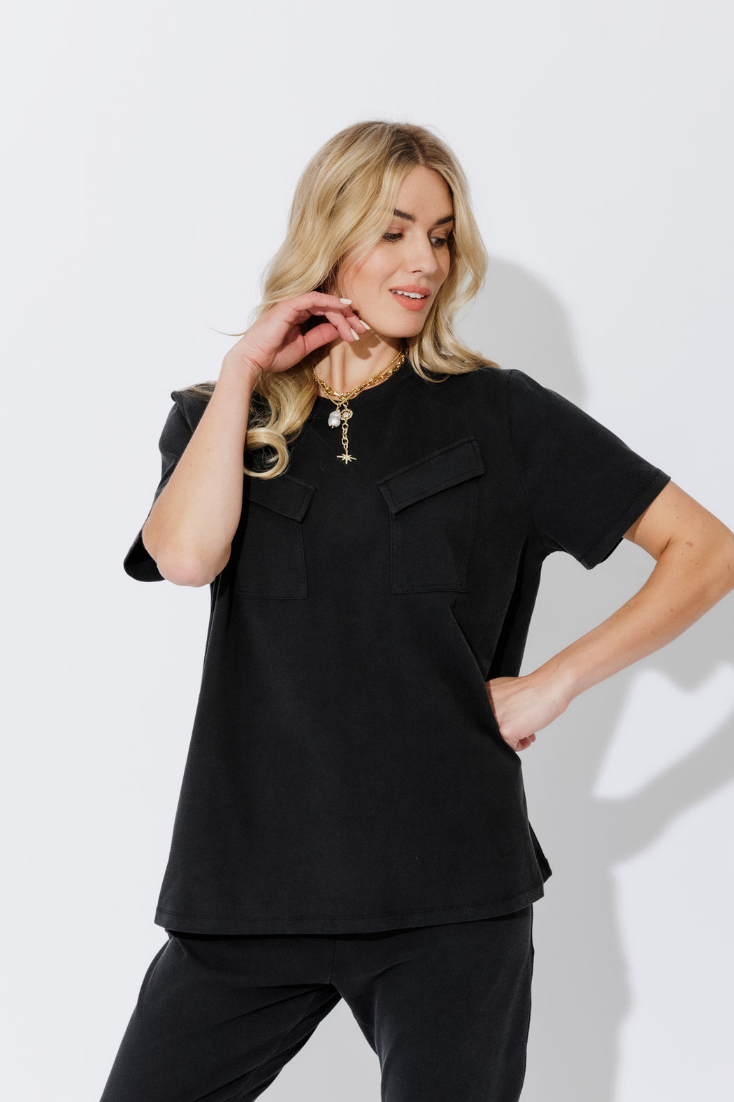 Charcoal Washed Cotton Pocket T-Shirt