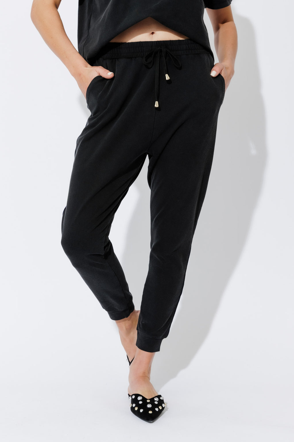 Charcoal Washed Cotton Stripe Pant