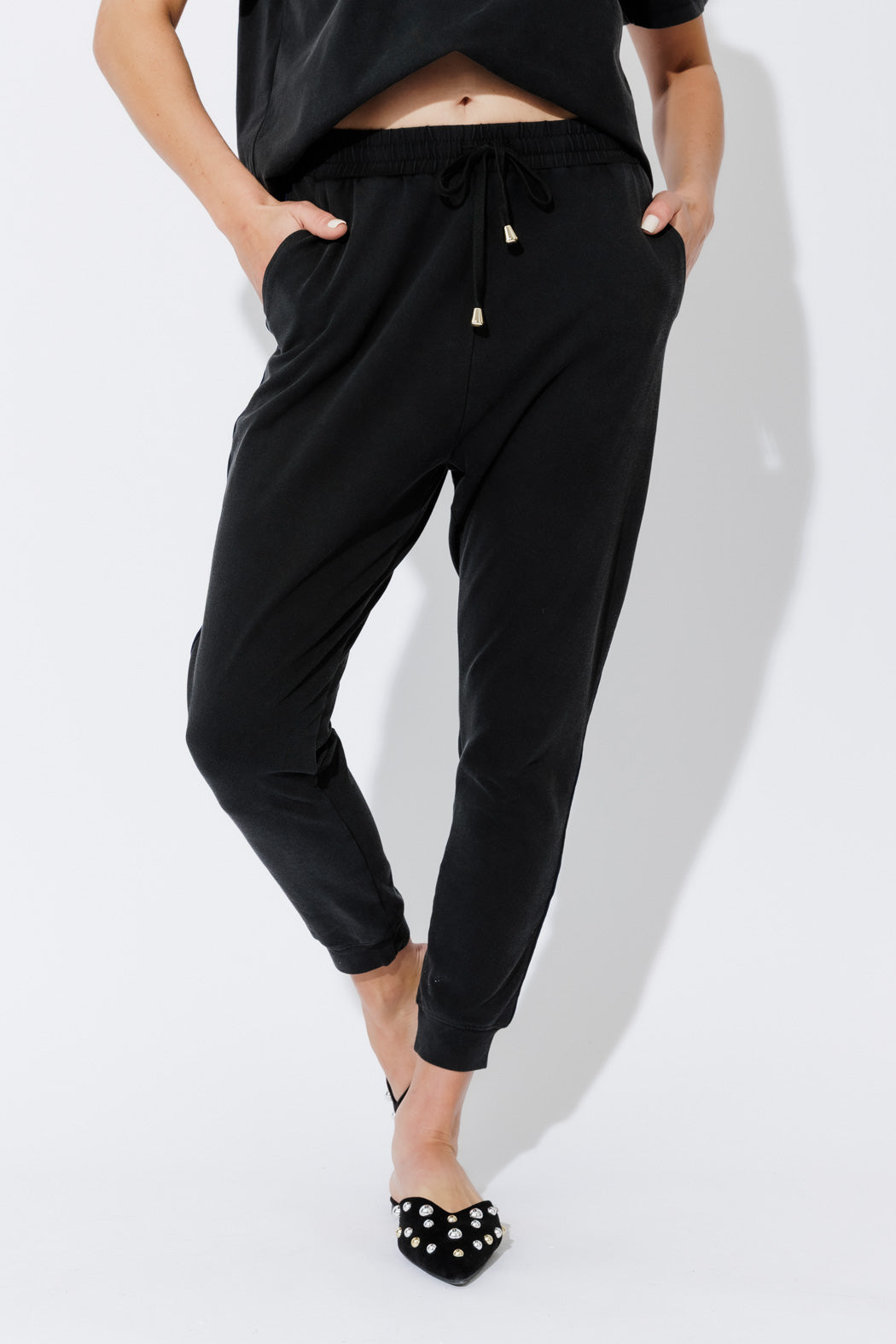 Charcoal Washed Cotton Stripe Pant