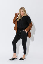Charcoal Washed Cotton Stripe Pant
