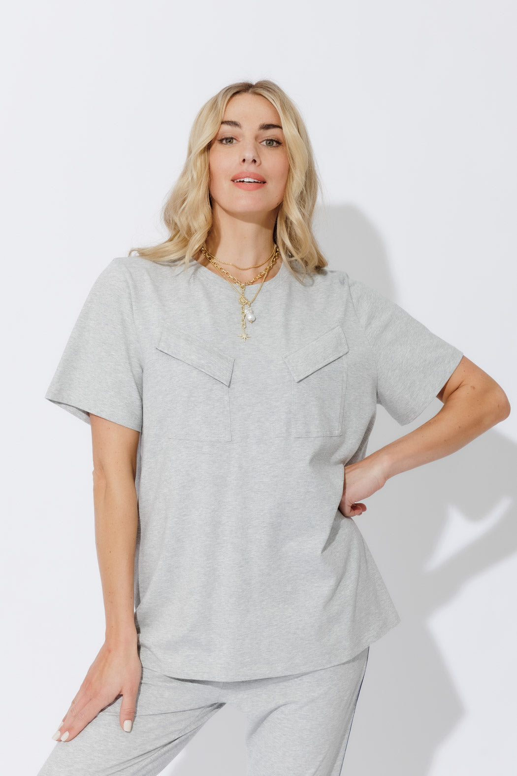 Grey Marle Washed Cotton Pocket T-Shirt