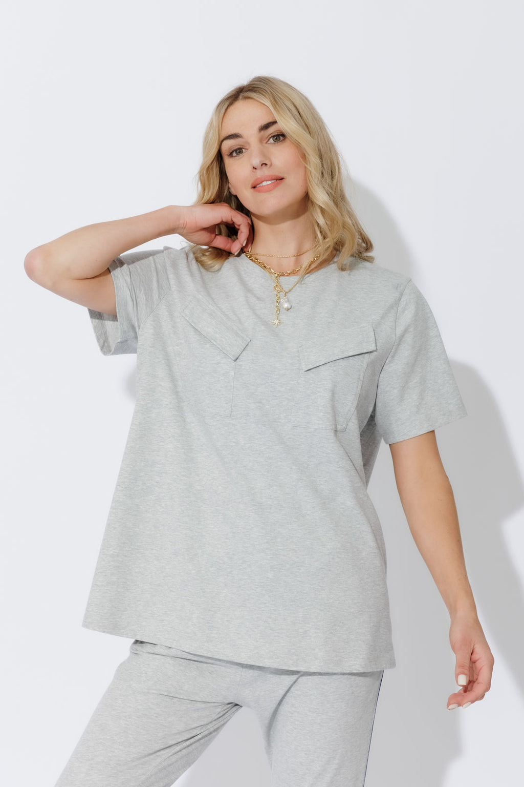 Grey Marle Washed Cotton Pocket T-Shirt