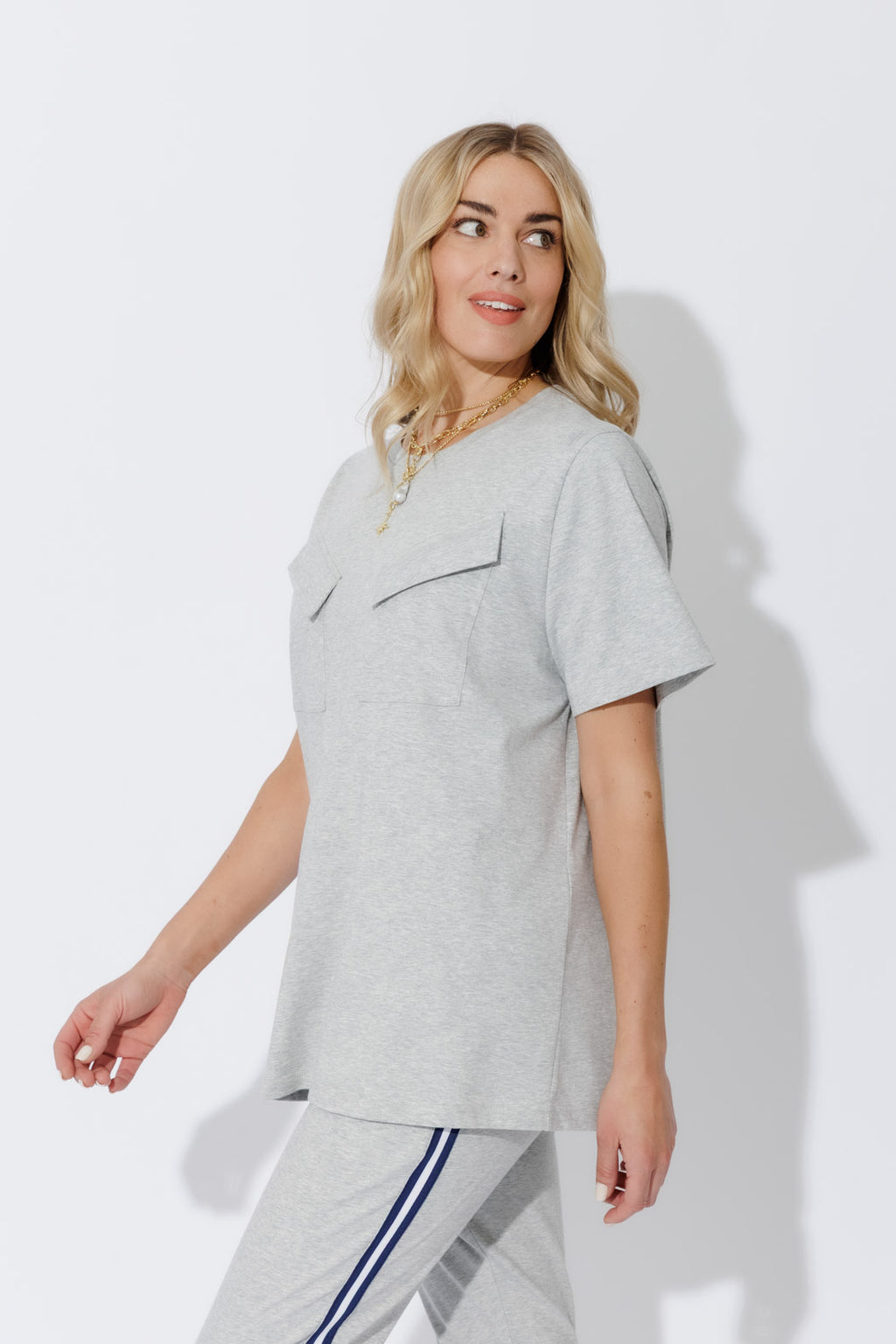 Grey Marle Washed Cotton Pocket T-Shirt