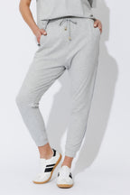 Grey Marle Washed Cotton Stripe Pant