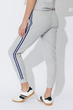 Grey Marle Washed Cotton Stripe Pant