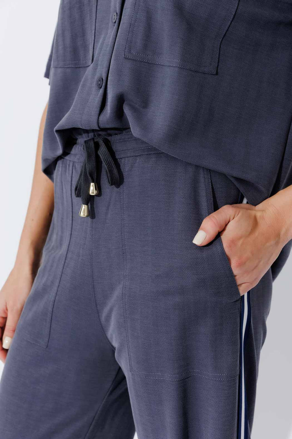 Navy Herringbone Stripe Pant