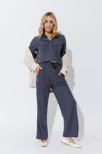 Navy Herringbone Stripe Pant