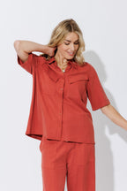 Rust Herringbone Pocket Shirt