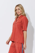 Rust Herringbone Pocket Shirt