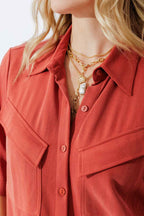 Rust Herringbone Pocket Shirt