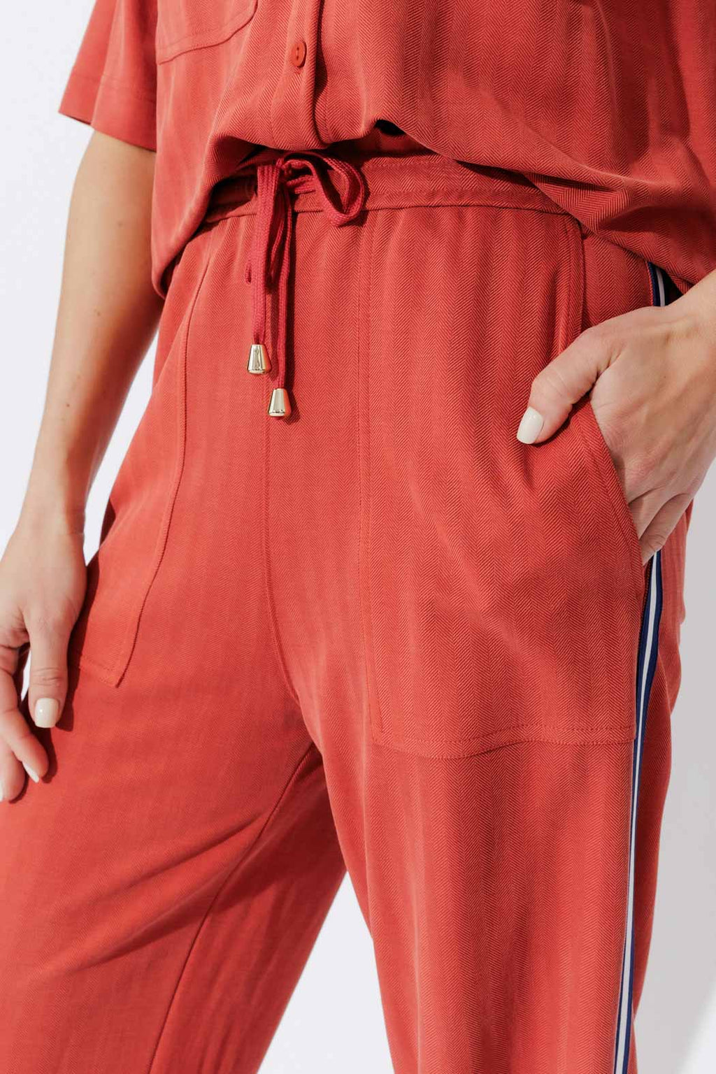 Rust Herringbone Stripe Pant