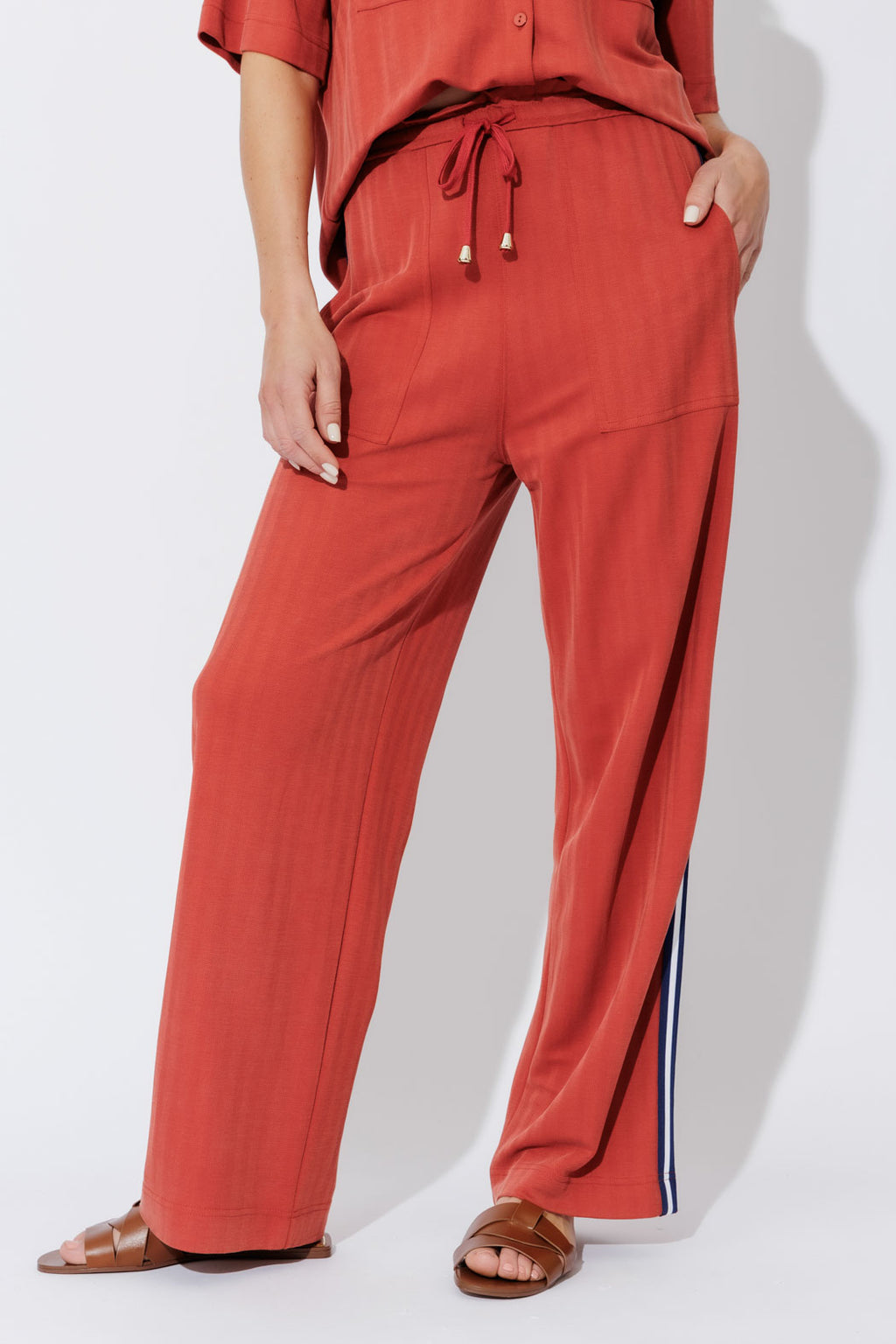 Rust Herringbone Stripe Pant