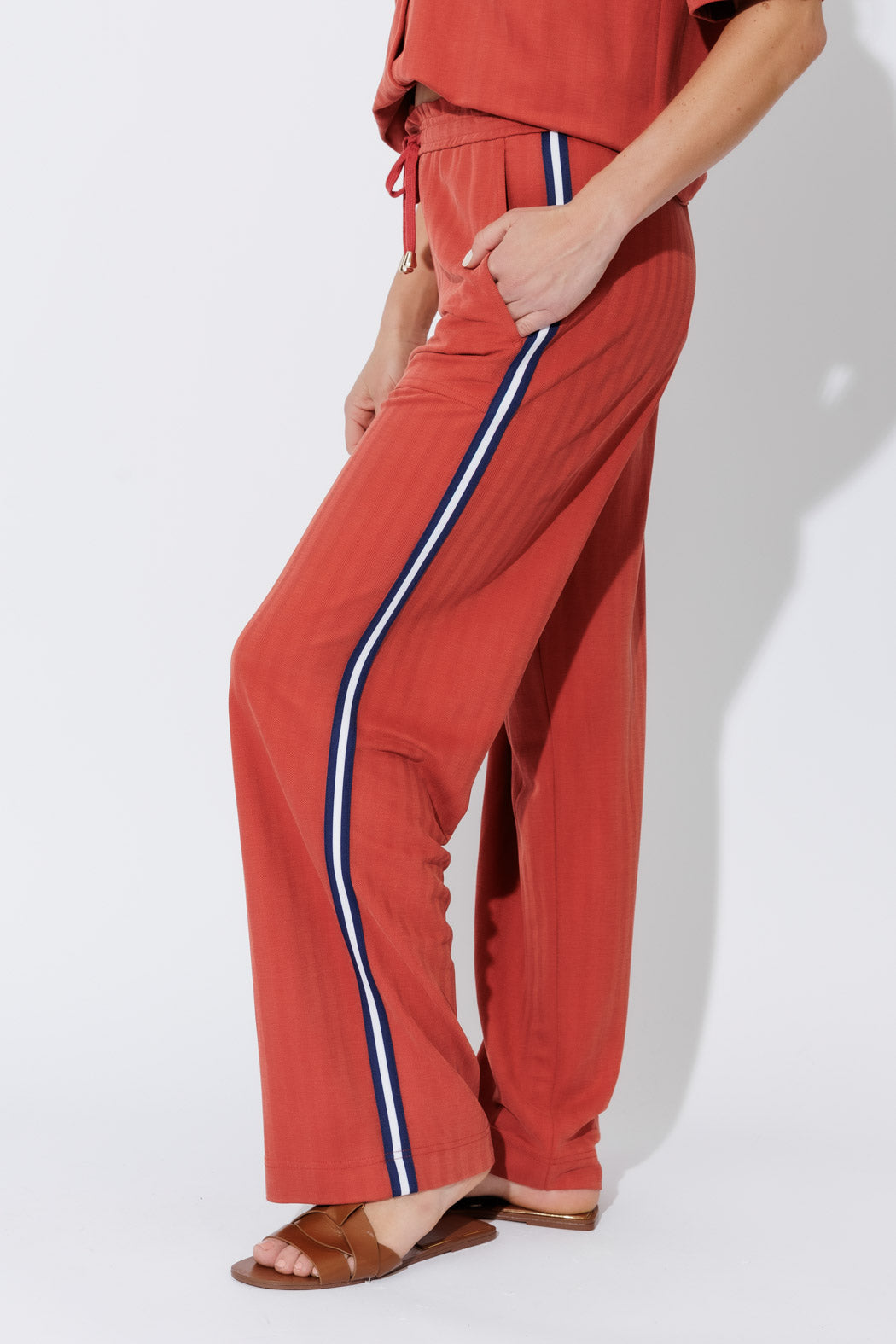 Rust Herringbone Stripe Pant