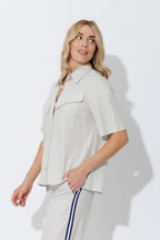 Stone Herringbone Pocket Shirt