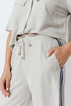 Stone Herringbone Stripe Pant