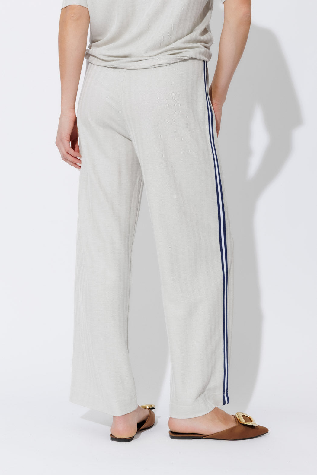 Stone Herringbone Stripe Pant