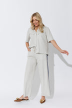 Stone Herringbone Stripe Pant