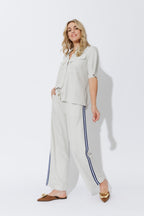 Stone Herringbone Stripe Pant