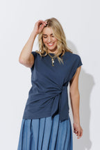 Navy Cotton Harlow Top