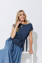 Navy Cotton Harlow Top