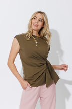 Khaki Cotton Harlow Top
