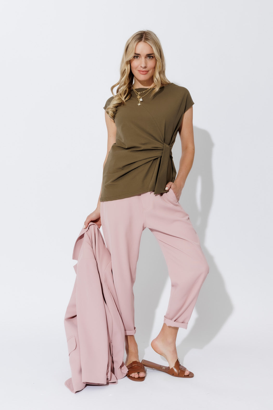 Khaki Cotton Harlow Top