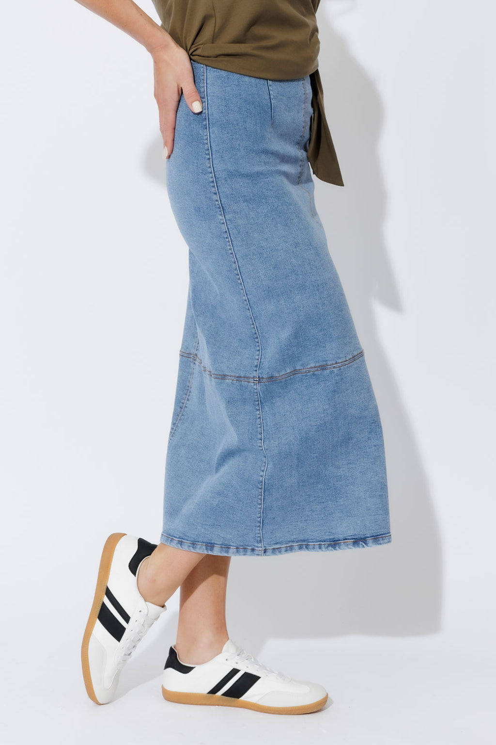 Light Denim A-Line Skirt