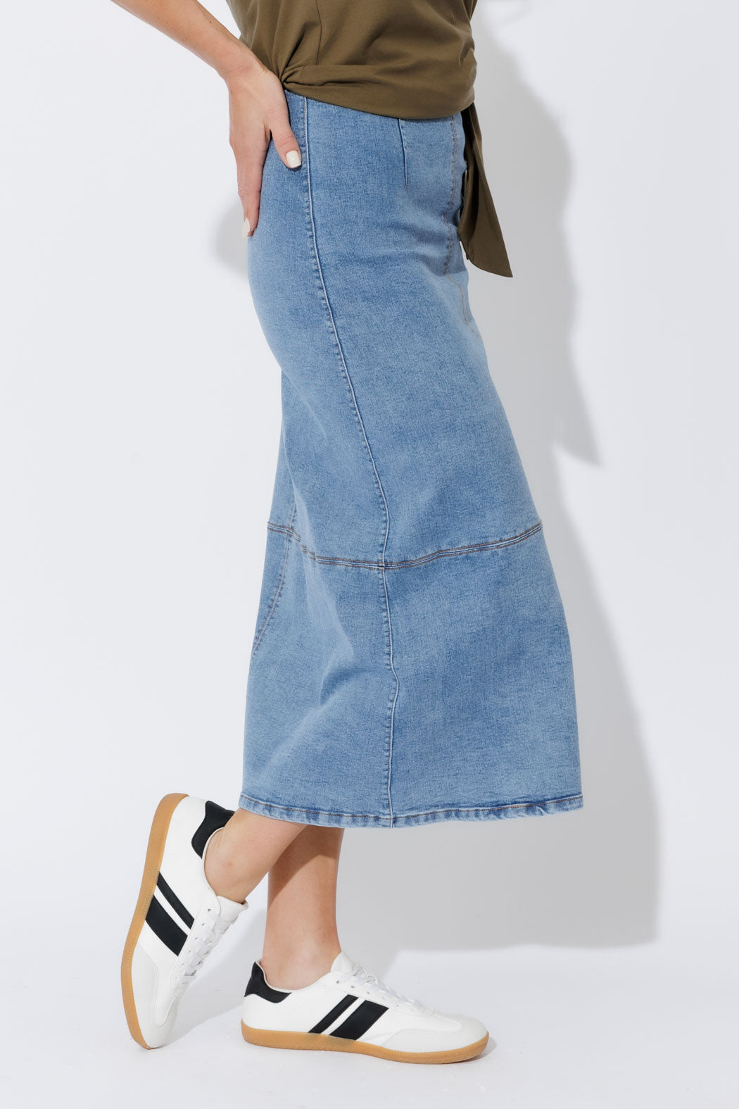 Light Denim A-Line Skirt