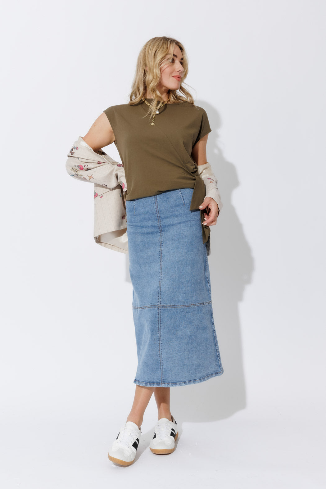 Light Denim A-Line Skirt