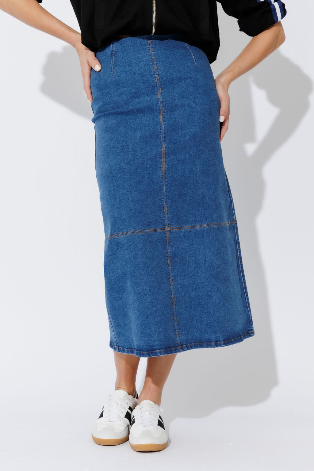 Mid Denim A-Line Skirt