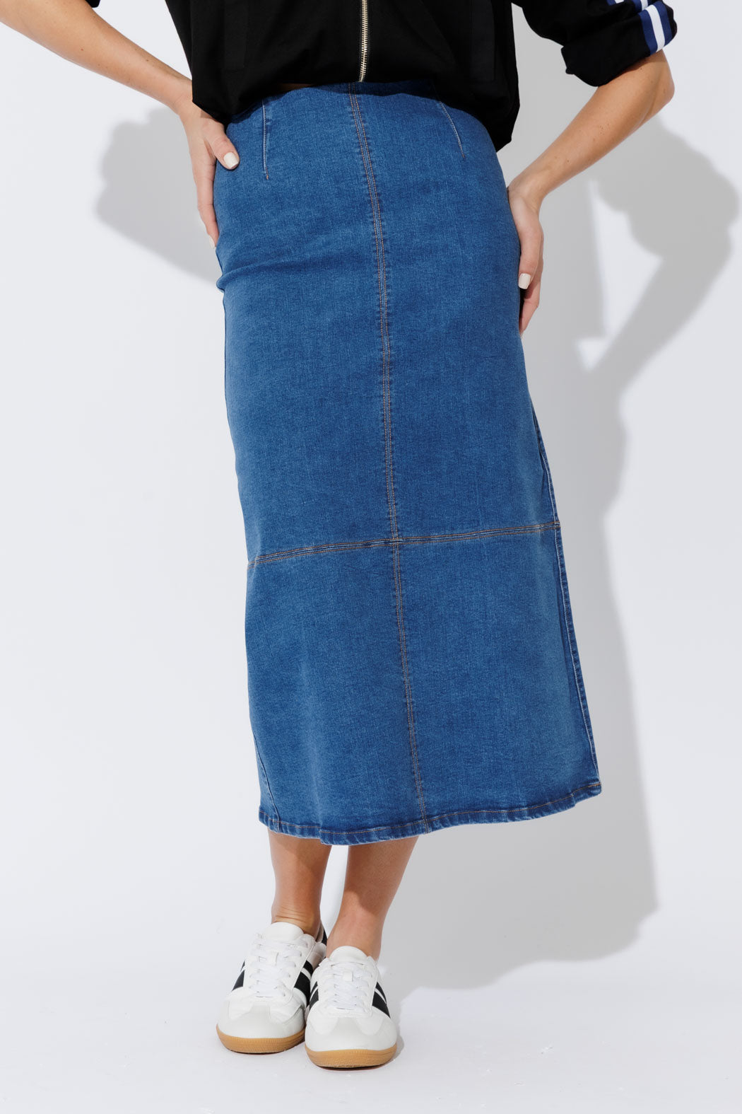 Mid Denim A-Line Skirt