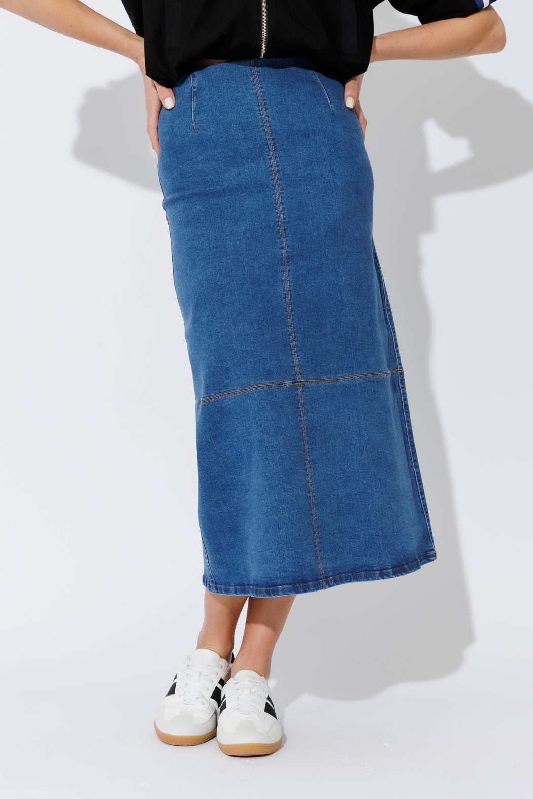 Mid Denim A-Line Skirt