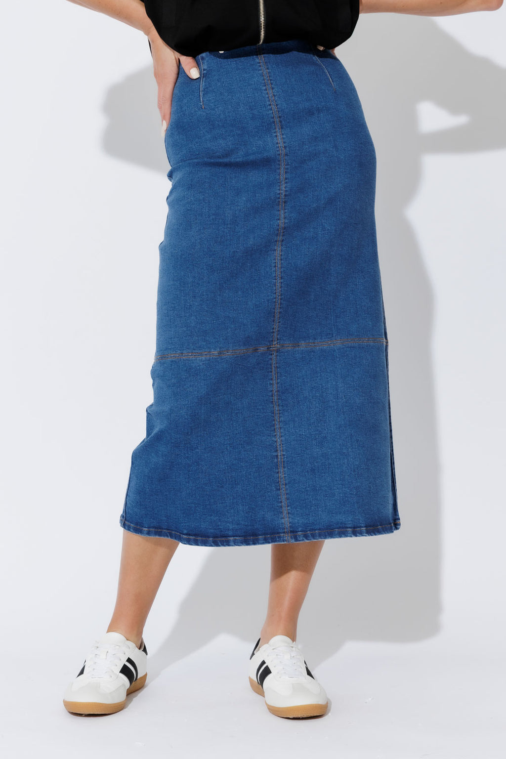 Mid Denim A-Line Skirt