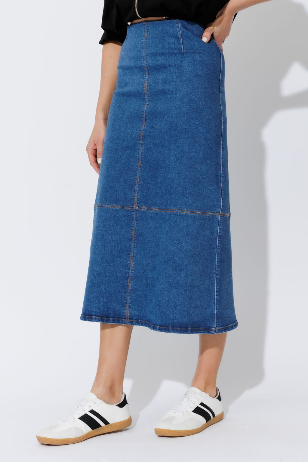 Mid Denim A-Line Skirt