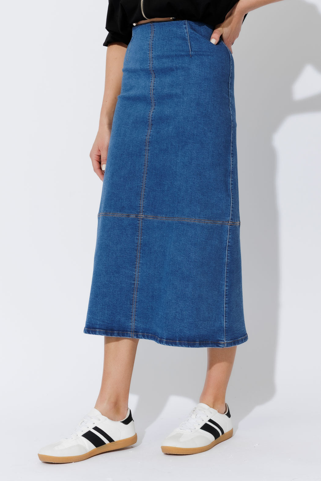 Mid Denim A-Line Skirt