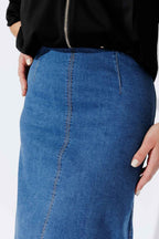 Mid Denim A-Line Skirt