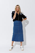 Mid Denim A-Line Skirt