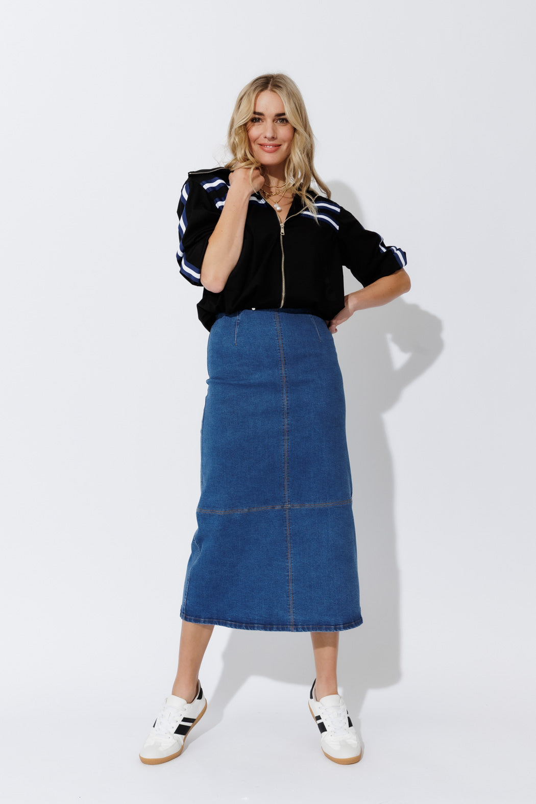 Mid Denim A-Line Skirt