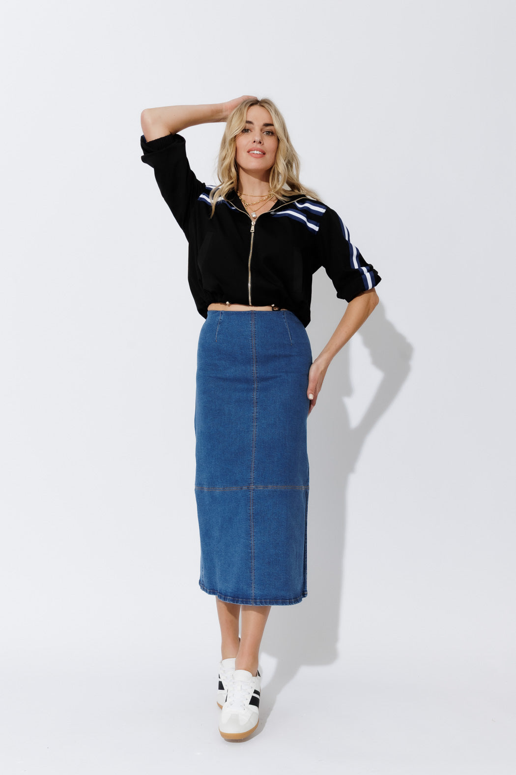 Mid Denim A-Line Skirt
